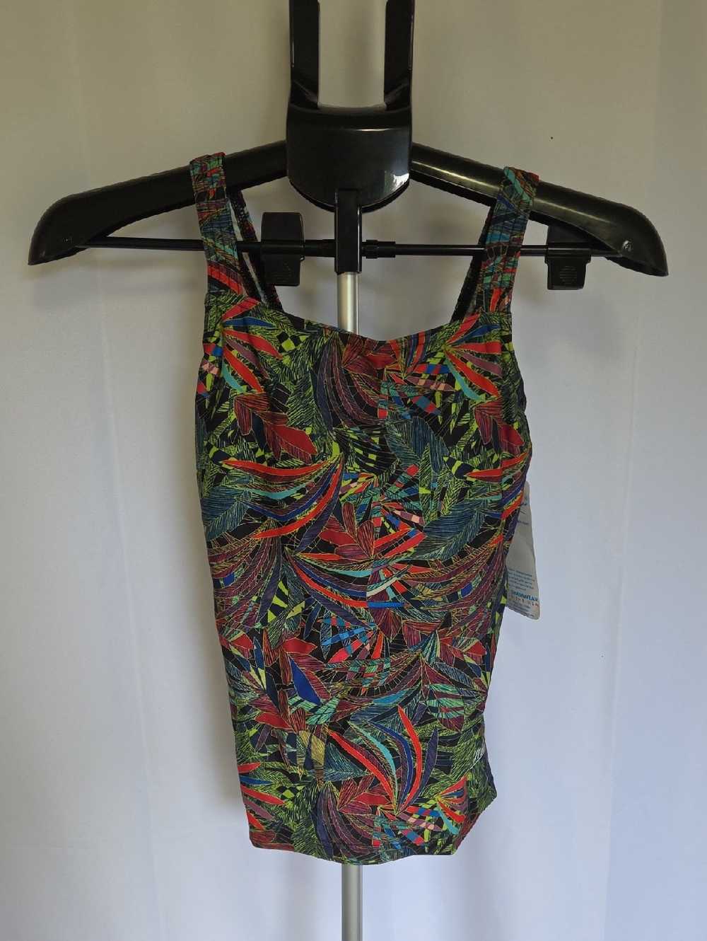 Colorful Tropical Print Swim Top